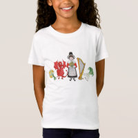 Girls T-shirt: Welsh Daffodils Dragon Leeks Harp