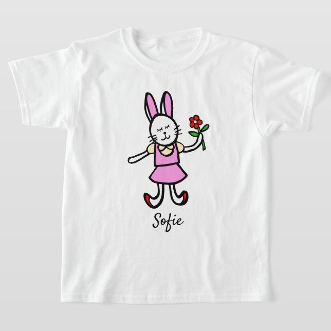 Girls T-shirt with Original Rabbit Artwork (Laydown)