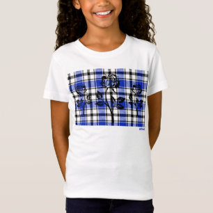 Girl's T-shirt with Plaid and Graphic Roses HAMbWG