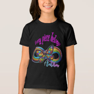 Girls' T-Shirts– Autism Puzzle Butterfly Design Tri-Blend Shirt