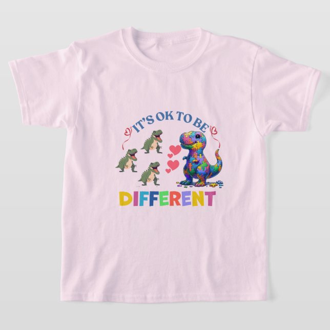 Girls' T-Shirts– It's OK to Be Different 🦕💖 T-Shirt (Laydown)