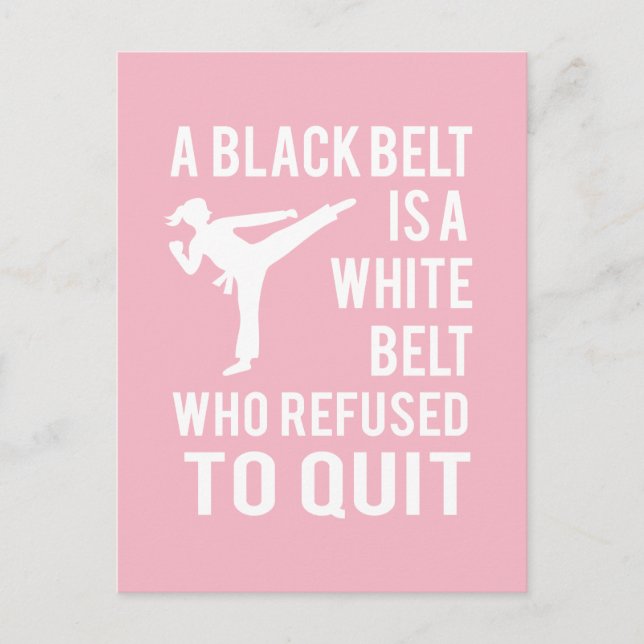 Girl's Taekwondo Karate Black Belt Congratulations Postcard (Front)