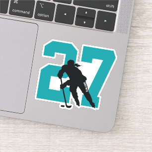 Girls Teal Custom Hockey Player Number