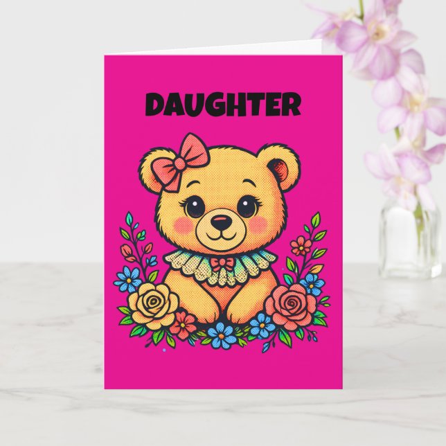 Girl's Teddy Pop art Card (Orchid)