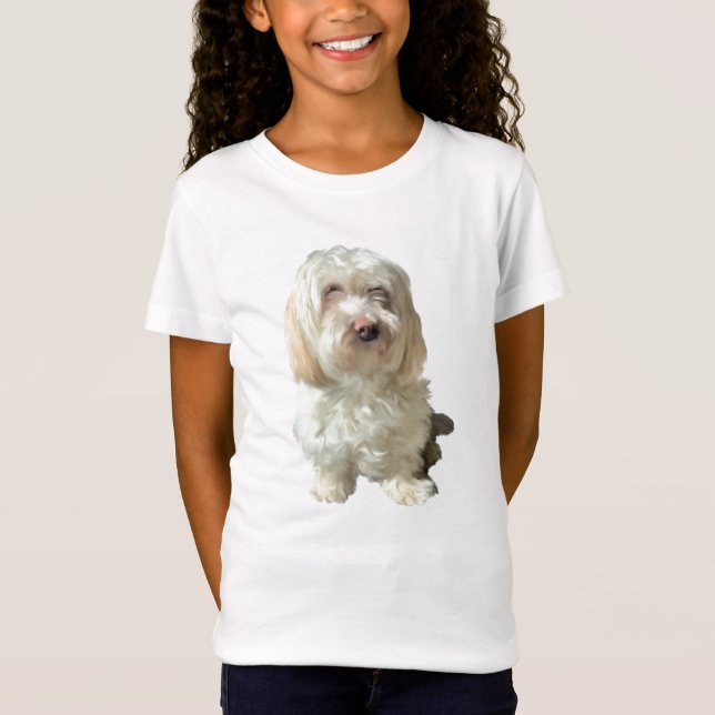 Girl's Tee Shirt Havanese Dog (Front)