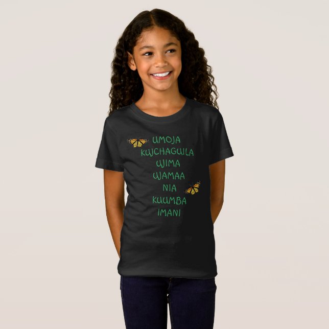 Girl's Tee Shirt Kwanzaa Principles (Front Full)