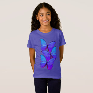 Girl's Tee Shirt Purple/Blue Butterflies