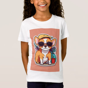 Girl's Tee with Charming Puppy Image