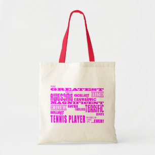 Girls Tennis : Pink Greatest Tennis Player Tote Bag