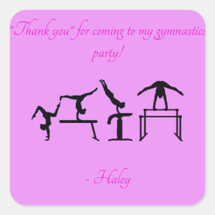 Girls "Thank you" Gymnastics Party Stickers