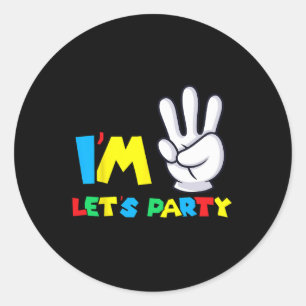 Girls Third Birthday Shirt 3rd Birthday Lets Party Classic Round Sticker