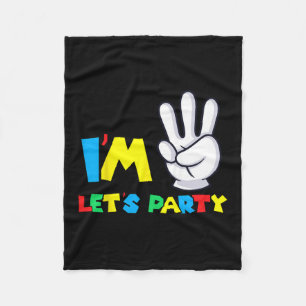 Girls Third Birthday Shirt 3rd Birthday Lets Party Fleece Blanket