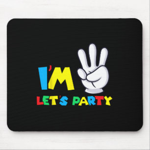 Girls Third Birthday Shirt 3rd Birthday Lets Party Mouse Pad