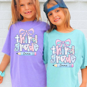 Girls Third Grade Back To School Kids Name T-Shirt