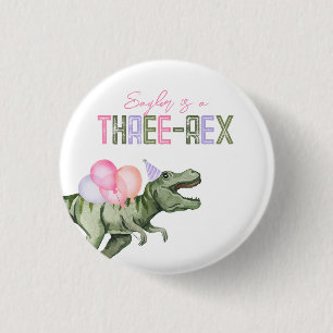 Girl's Three-Rex Party Button