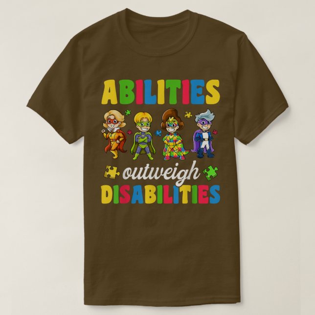 Girls Toddler Autism Shirts, Abilities Outweigh Di T-Shirt (Design Front)