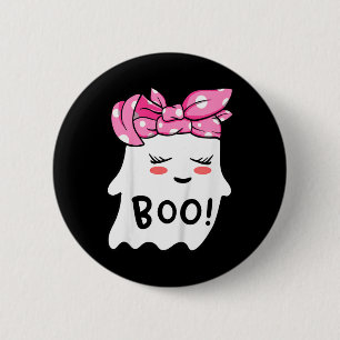 Girls Toddler Happy Halloween Ghost With Bandanna 6 Cm Round Badge