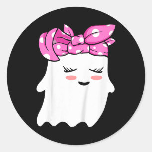 Girls Toddler Happy Halloween Ghost With Bandanna Classic Round Sticker