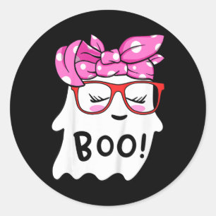 Girls Toddler Happy Halloween Ghost With Bandanna Classic Round Sticker