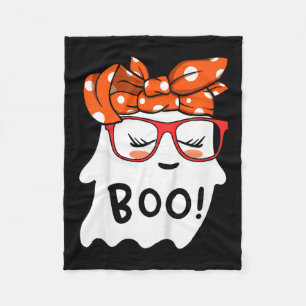Girls Toddler Happy Halloween Ghost With Bandanna  Fleece Blanket