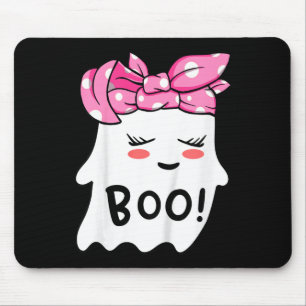 Girls Toddler Happy Halloween Ghost With Bandanna Mouse Pad