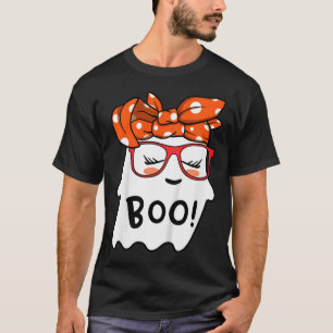 Girls Toddler Happy Halloween Ghost With Bandanna T-Shirt