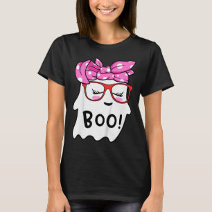 Girls Toddler Happy Halloween Ghost With Bandanna T-Shirt