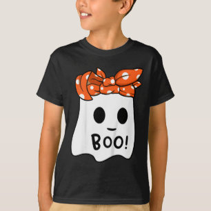 Girls Toddler Happy Halloween Ghost With Bandanna T-Shirt