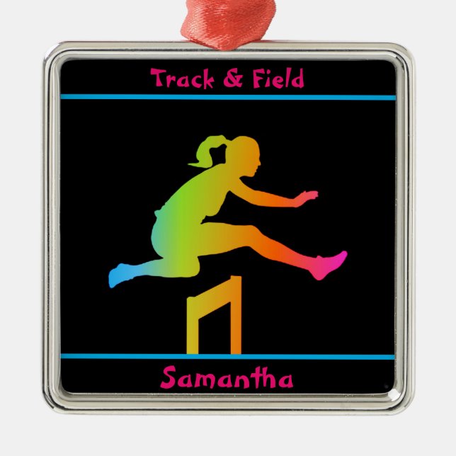 Girls Track and Field Ceramic Ornament (Front)