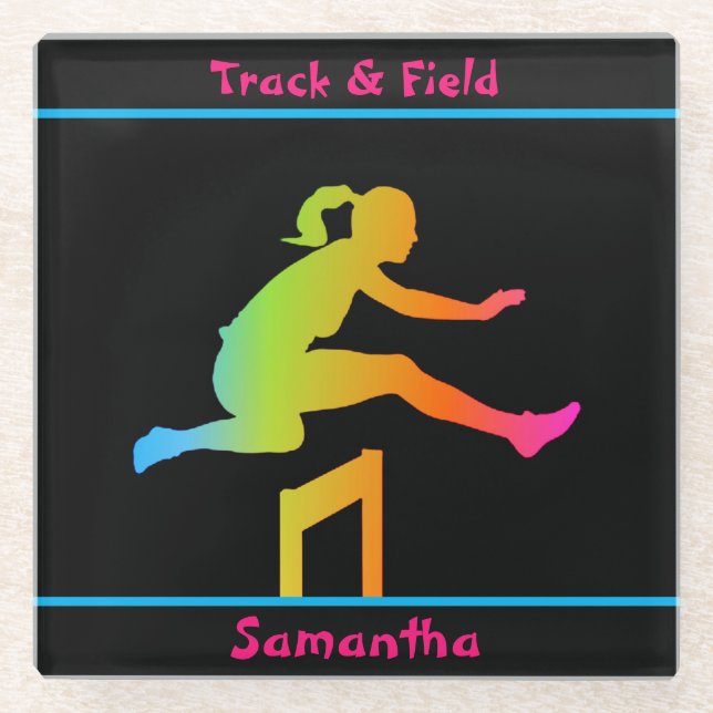 Girls Track and Field   Glass Coaster (Front)