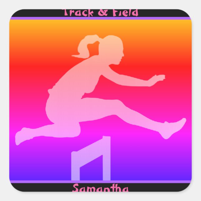 Girl's Track and Field Square Sticker (Front)