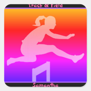 Girl's Track and Field Square Sticker