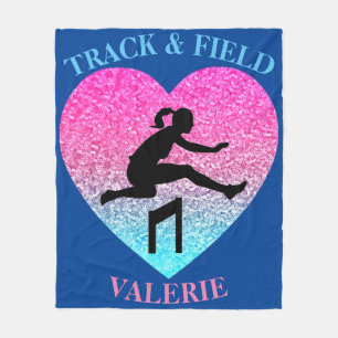 Girls Track & Field Fleece Blanket with Her Name