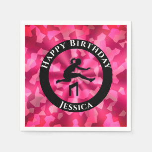 Girls Track & Field Pink Camo   Napkin
