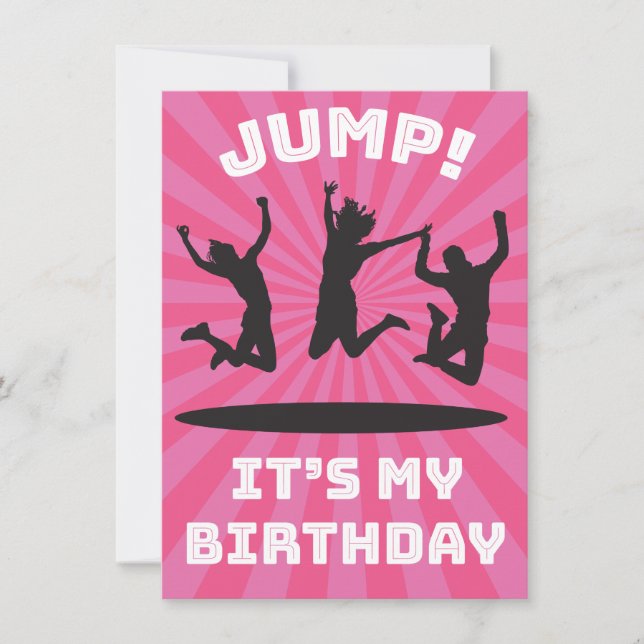 Girl's Trampoline Bounce House Birthday Party Invitation (Front)