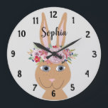Girls Trendy Floral Watercolor Rabbit and Name Large Clock<br><div class="desc">This gorgeous and trendy kid's clock features a beautiful, hand painted bunny rabbit with a floral wreath. This floral watercolor design also features a place for you to add your girl's name. Perfect for any kid's room or baby's nursery!</div>
