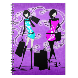 Girls trendy purple models shopping spiral notebook