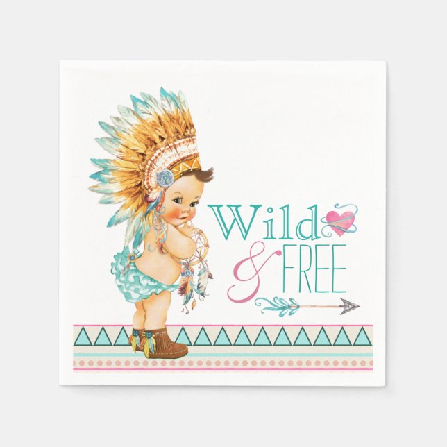 Girls Tribal Baby Shower Napkin (Front)