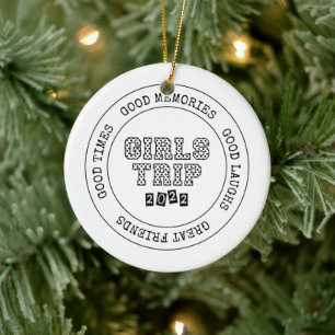 Girls Trip 2022 Girls Weekend Vacation Getaway Ceramic Tree Decoration