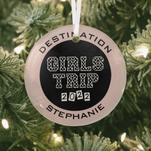 Girls Trip 2022 Girls Weekend Vacation Getaway Glass Tree Decoration