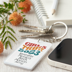 Girl's Trip 2023 Customisable Colours and Text Key Ring