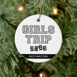Girls Trip 2023 Girls Weekend Vacation Custom Ceramic Tree Decoration