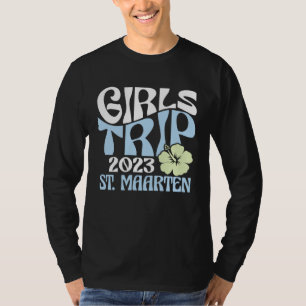 Girls Trip 2023 St Maarten Beach Destination Retro T-Shirt