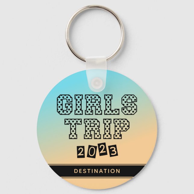 Girls Trip 2023 Vacation Tropical Gradient Custom Key Ring (Front)