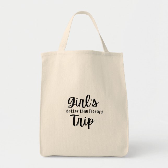 Girl's Trip, Better Than Therapy in Black  Tote Bag (Front)