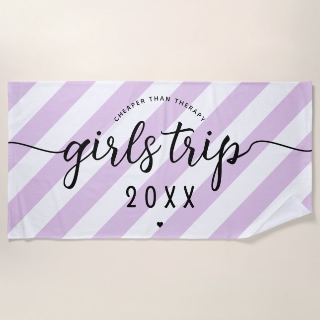 Girls Trip Cheaper Than Therapy Custom Vacation Beach Towel (Front)