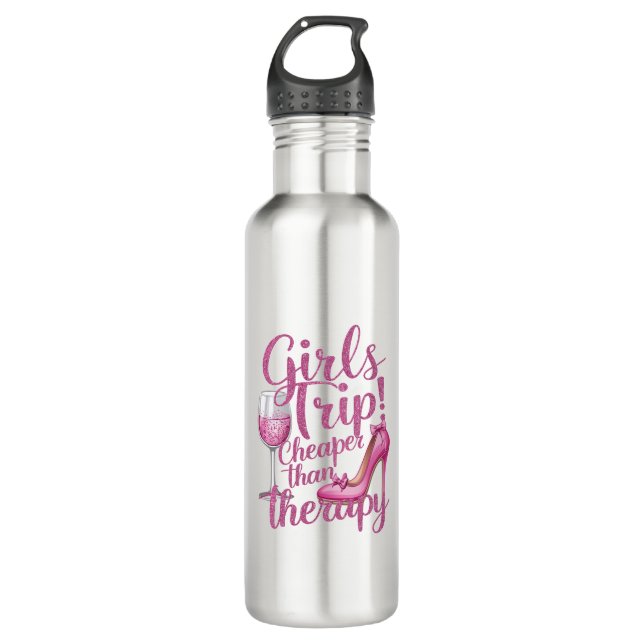 Girls Trip Cheaper Than Therapy Weekend Wine Party 710 Ml Water Bottle (Front)