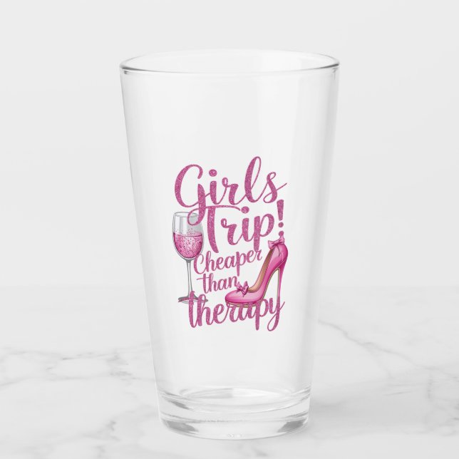 Girls Trip Cheaper Than Therapy Weekend Wine Party Glass (Front)