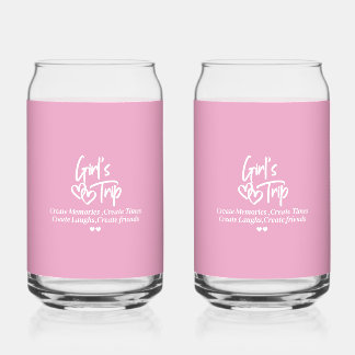 Girls Trip Create Memories Pink Can Glass