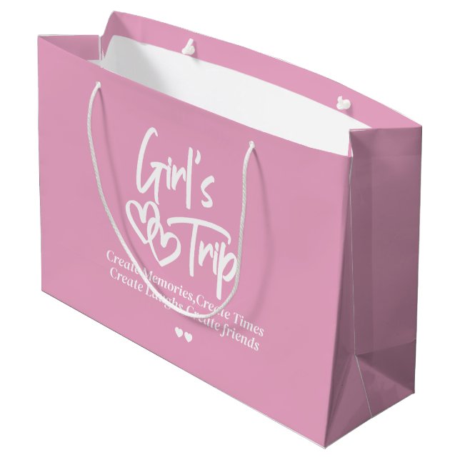 Girls Trip Create Memories Pink  Large Gift Bag (Back Angled)